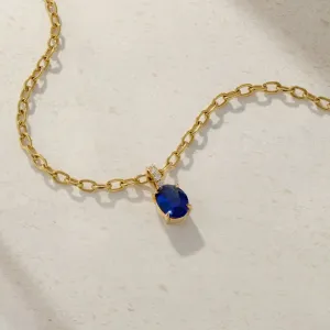 Mark Henry 18k Yellow Gold Oval Blue Sapphire and Diamond Necklace