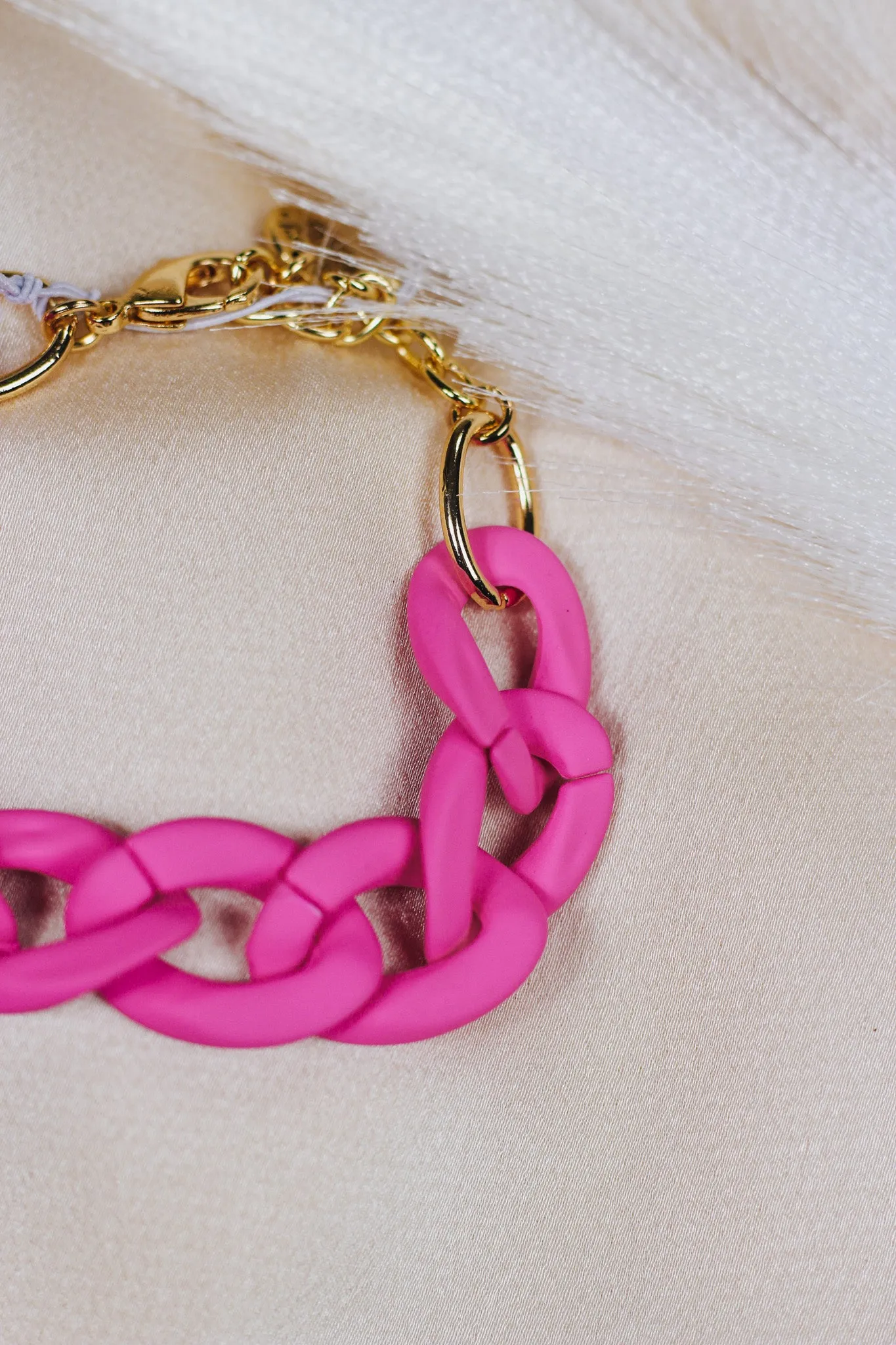 Matte Neon Pink Chunky Acrylic Chain Link Bracelet