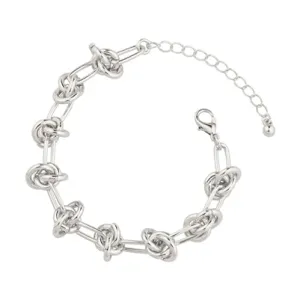 Matte Silver Knotted Chain 7.5" Bracelet with Extender