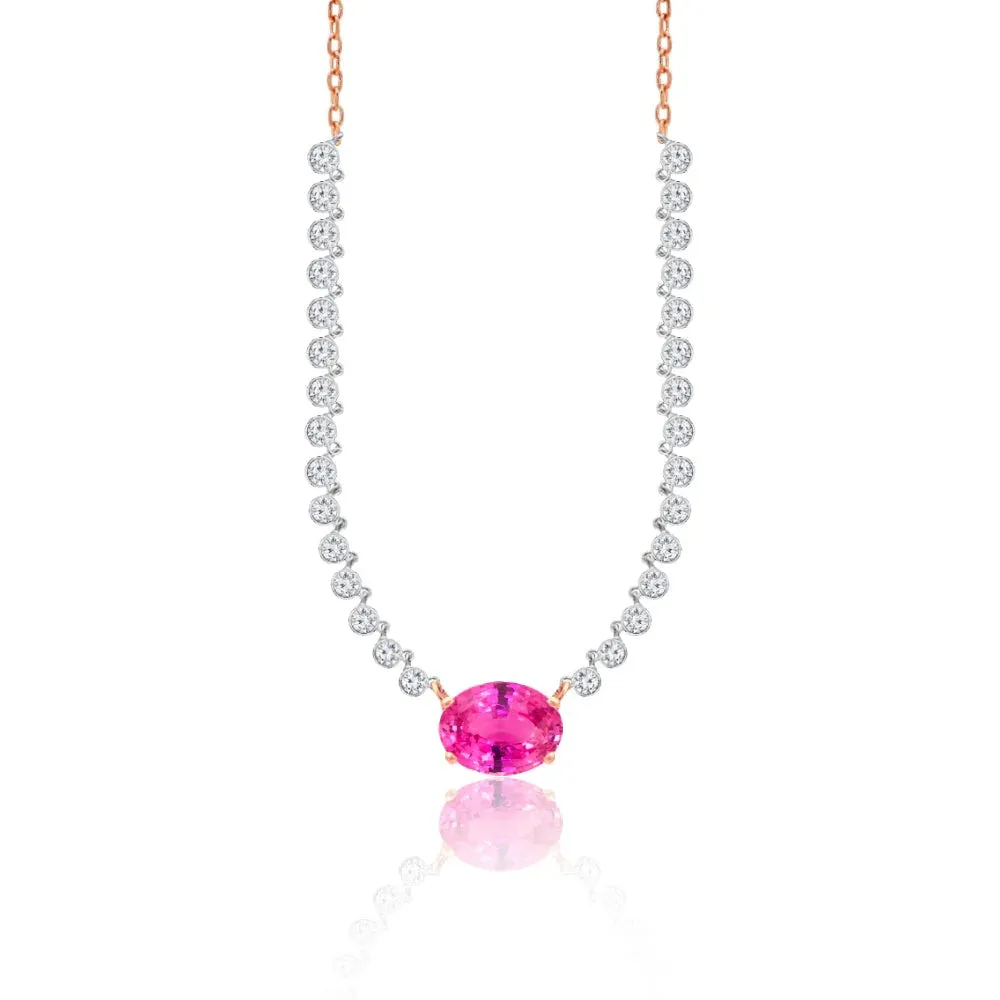 Meira T Diamond  Necklace with Pink Sapphire