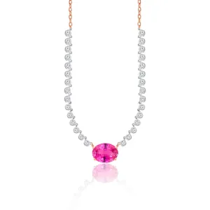 Meira T Diamond  Necklace with Pink Sapphire