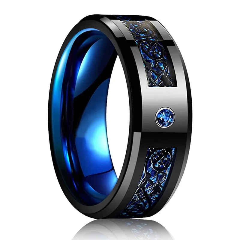 Mens Black Metal with Zircon Ring