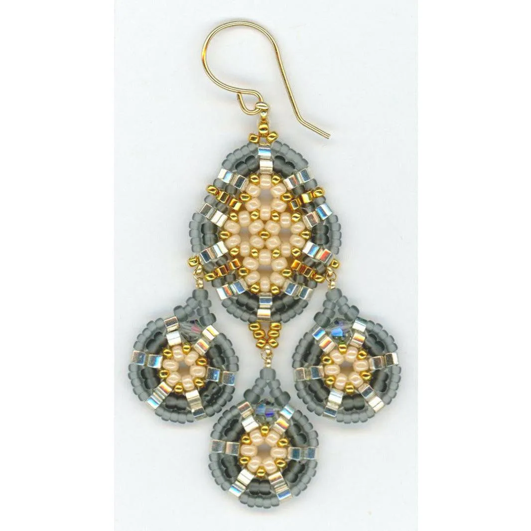 Miguel Ases Mid Length Pyrite and Gold Chandelier Teardrop Earring