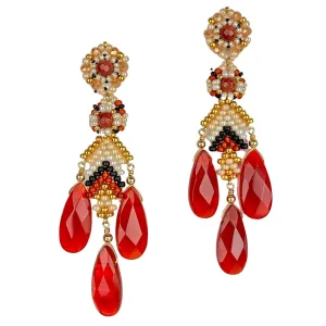 Miguel Ases Miyuki Earrings in Carnelian/Brown