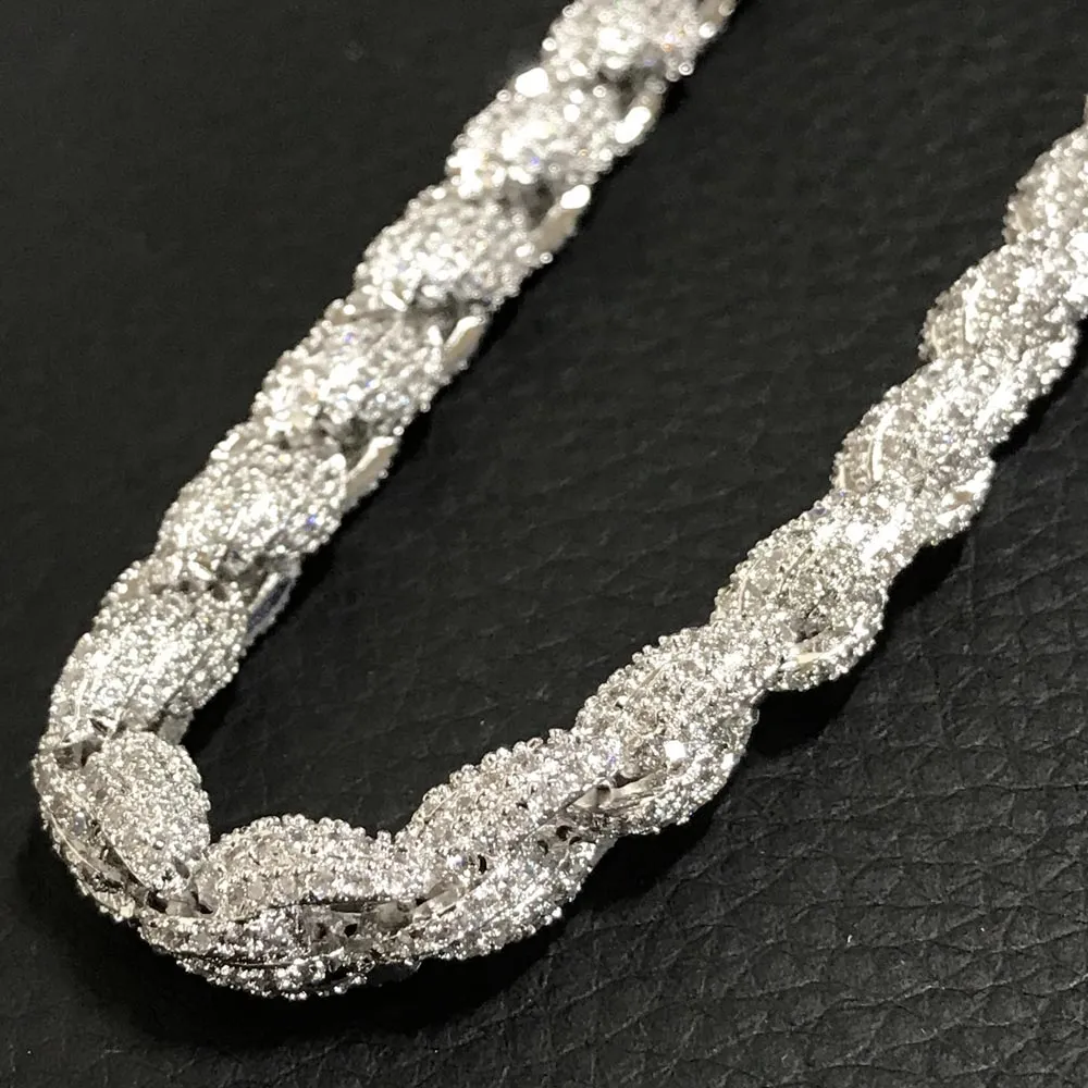 Moissanite Rope Iced Out Chain .925 Sterling Silver