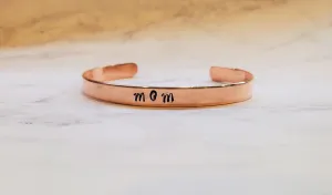 MOM Stamped Copper Cuff