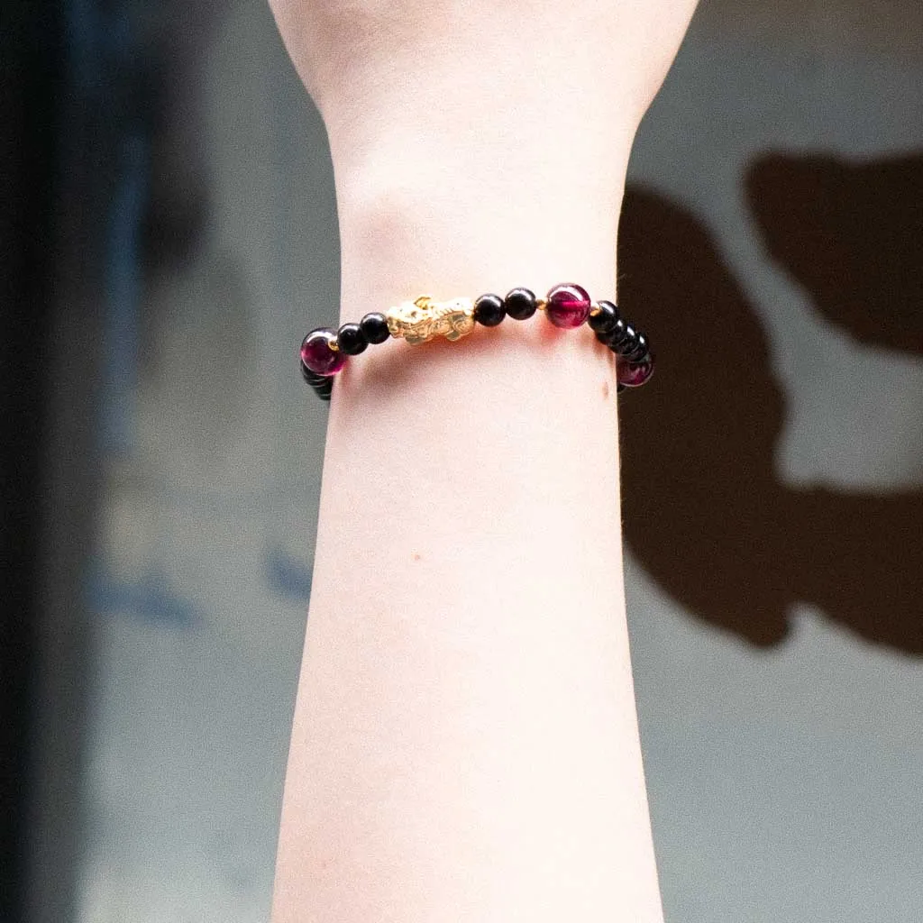 Mulan - Rhodolite Garnet Tektite Bracelet