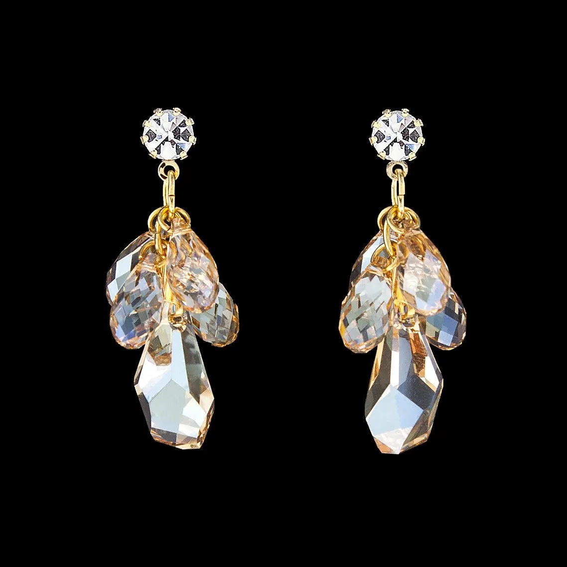 Multi-Drop Crystal Cluster Earrings