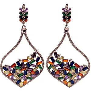 Multicolor Crystal Chandelier Silver Earrings