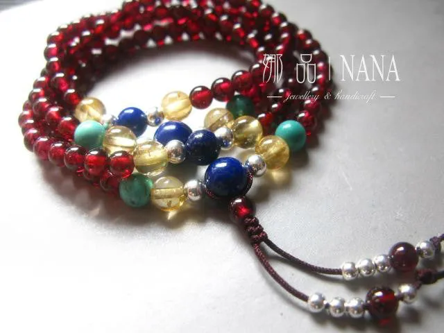 Natural Garnet Bracelet with yellow crystal - Free Shipping to N.A.