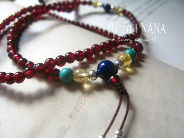 Natural Garnet Bracelet with yellow crystal - Free Shipping to N.A.