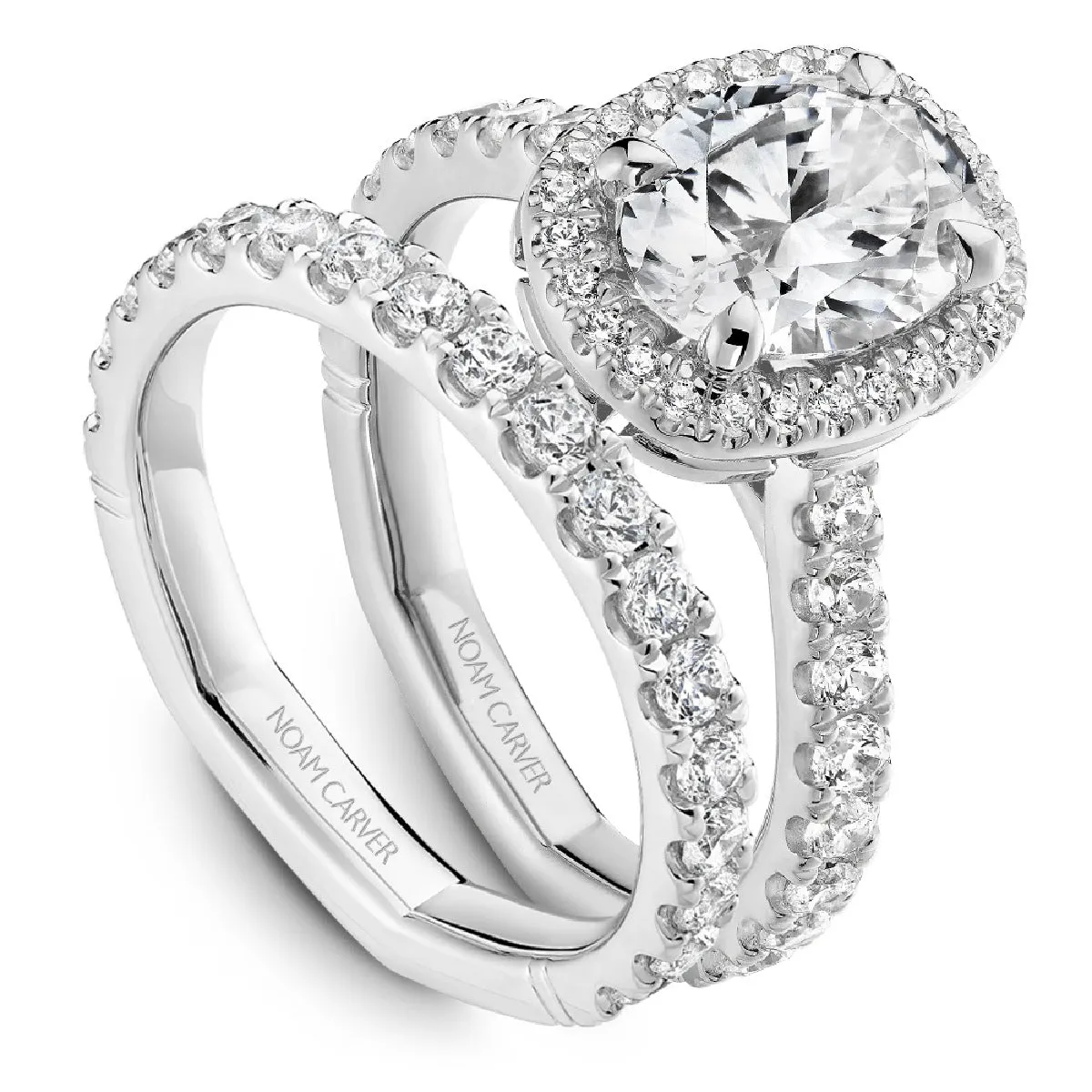 Noam Carver Atelier Cushion Halo Engagement Ring Setting in White Gold