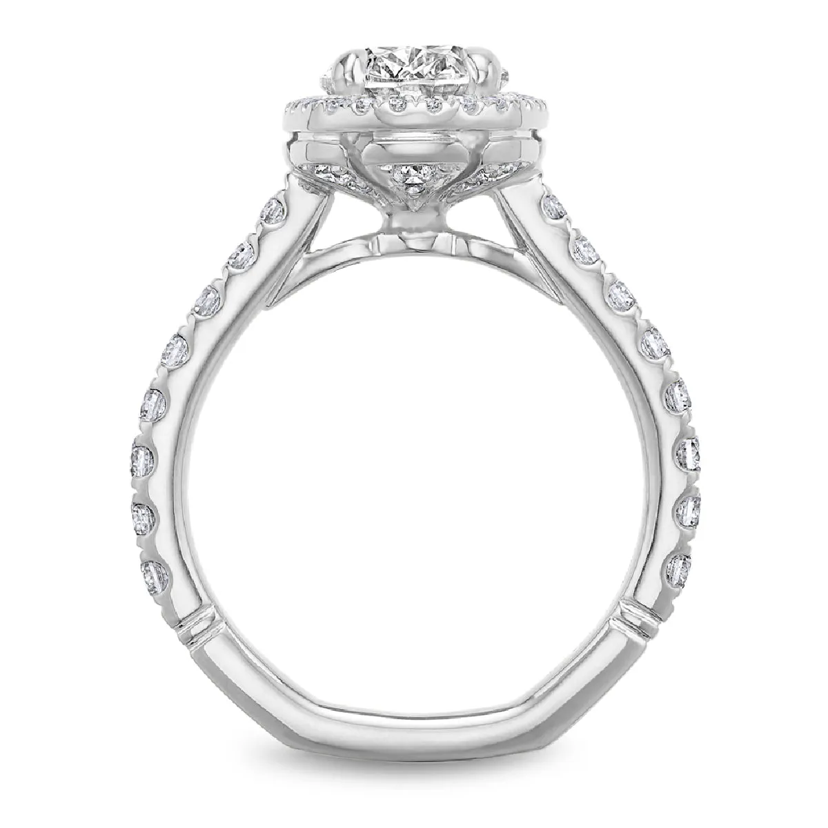 Noam Carver Atelier Cushion Halo Engagement Ring Setting in White Gold