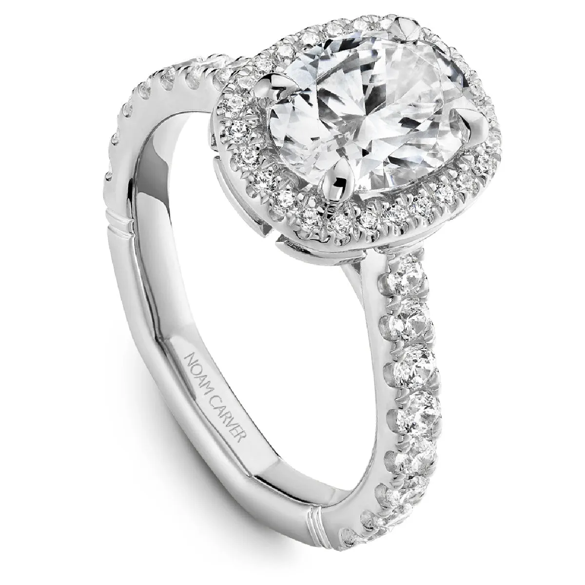 Noam Carver Atelier Cushion Halo Engagement Ring Setting in White Gold