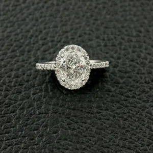 Oval Diamond Ring with Diamond Halo