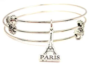 Paris with Eiffel Tower Triple Style Expandable Bangle Bracelet