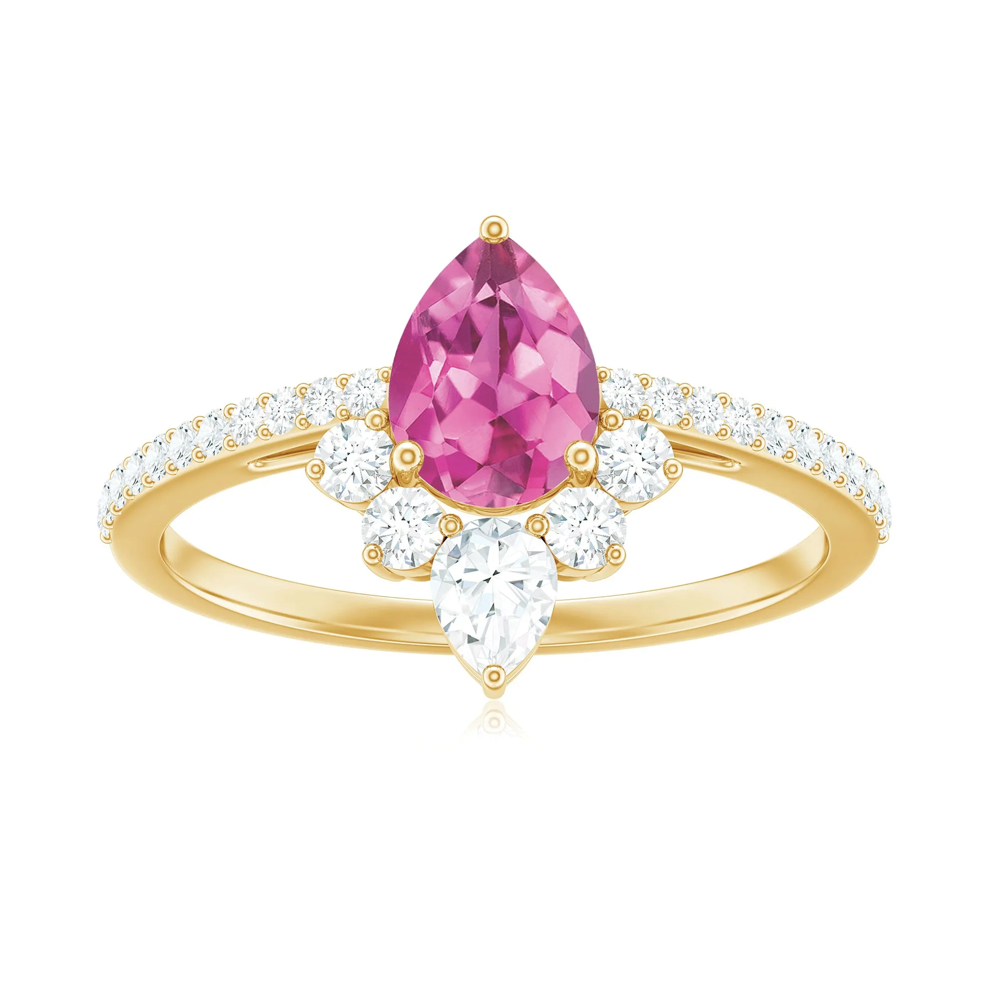 Pear Shape Pink Tourmaline Engagement Ring with Diamond