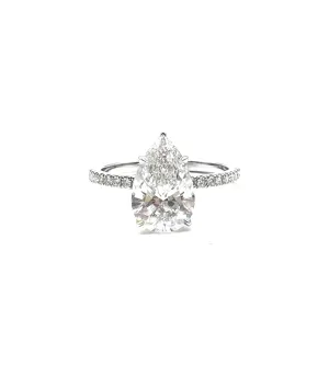 Pear shaped lab grown diamond hidden halo ring