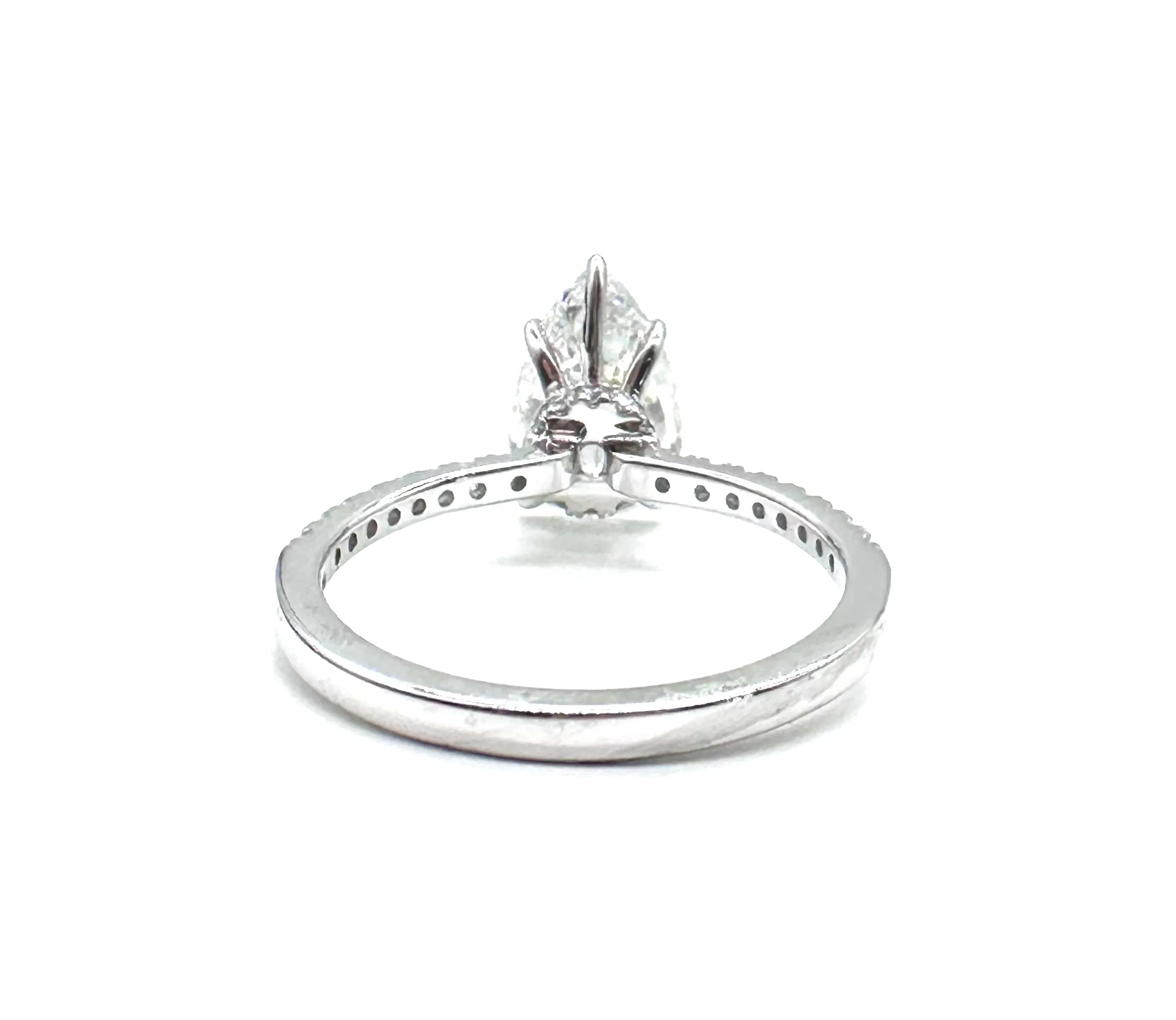 Pear shaped lab grown diamond hidden halo ring