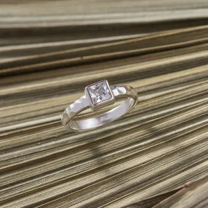 Phalanx Ring with Square White Zircon (Crom)