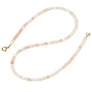 Pink Opal 4mm Faceted Round Necklace with Gold Filled Spring Clasp