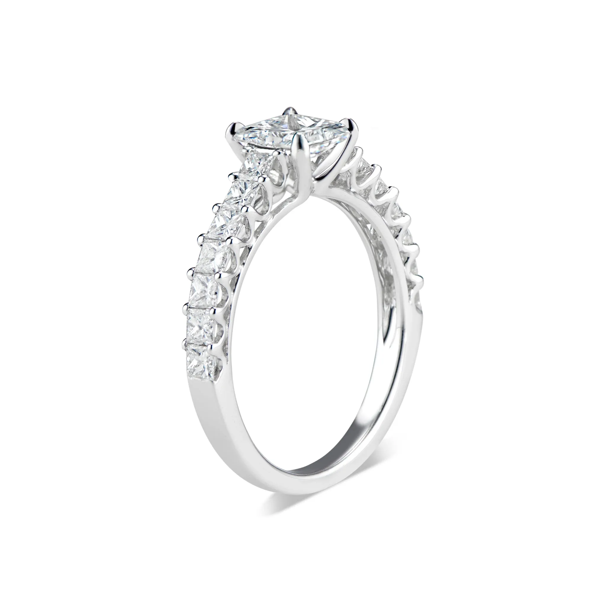 Princess-Cut Diamond Engagement Ring with Princess-Cut Diamond Shank