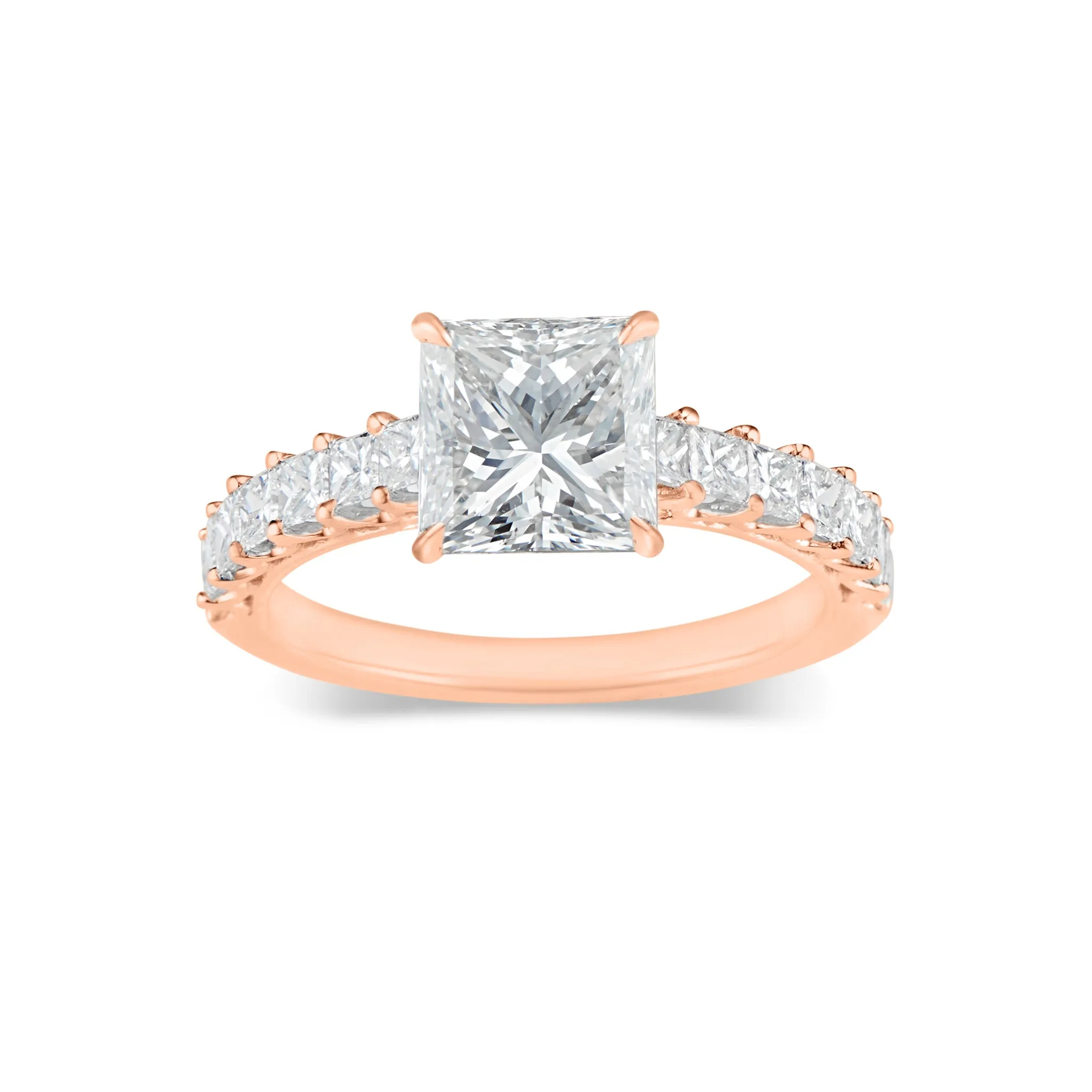 Princess-Cut Diamond Engagement Ring with Princess-Cut Diamond Shank