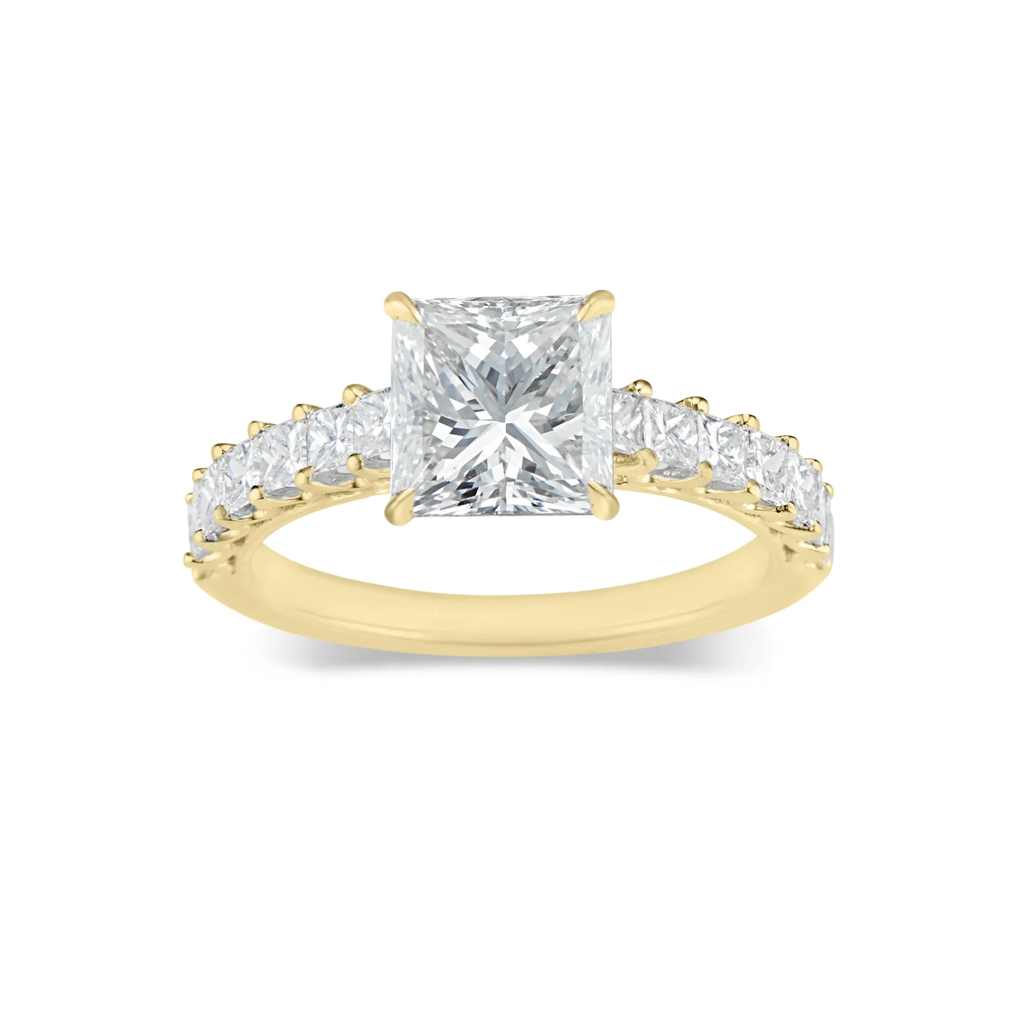 Princess-Cut Diamond Engagement Ring with Princess-Cut Diamond Shank