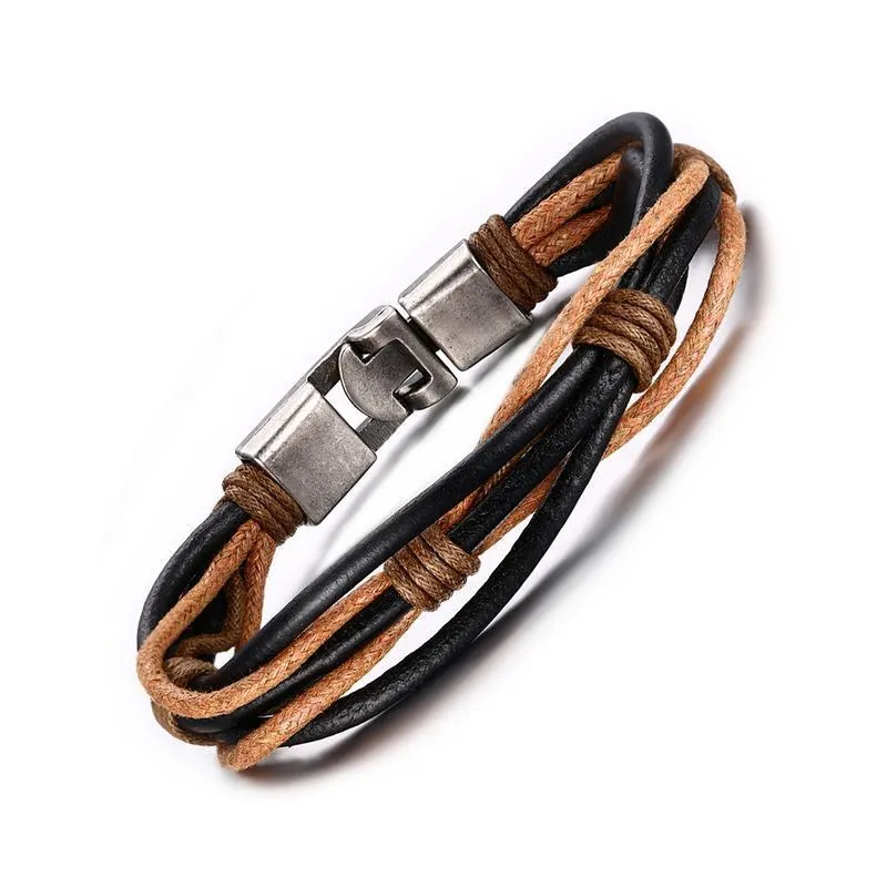 Pristine Intellect Braided Genuine Leather Bracelet