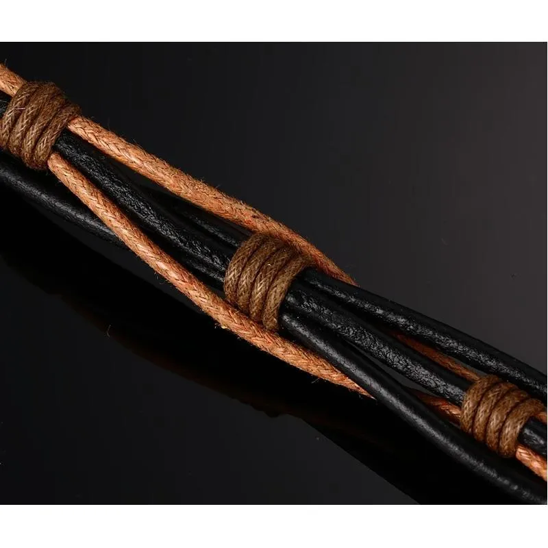 Pristine Intellect Braided Genuine Leather Bracelet