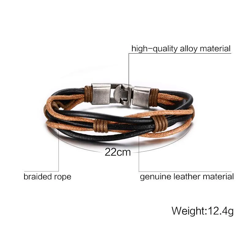 Pristine Intellect Braided Genuine Leather Bracelet