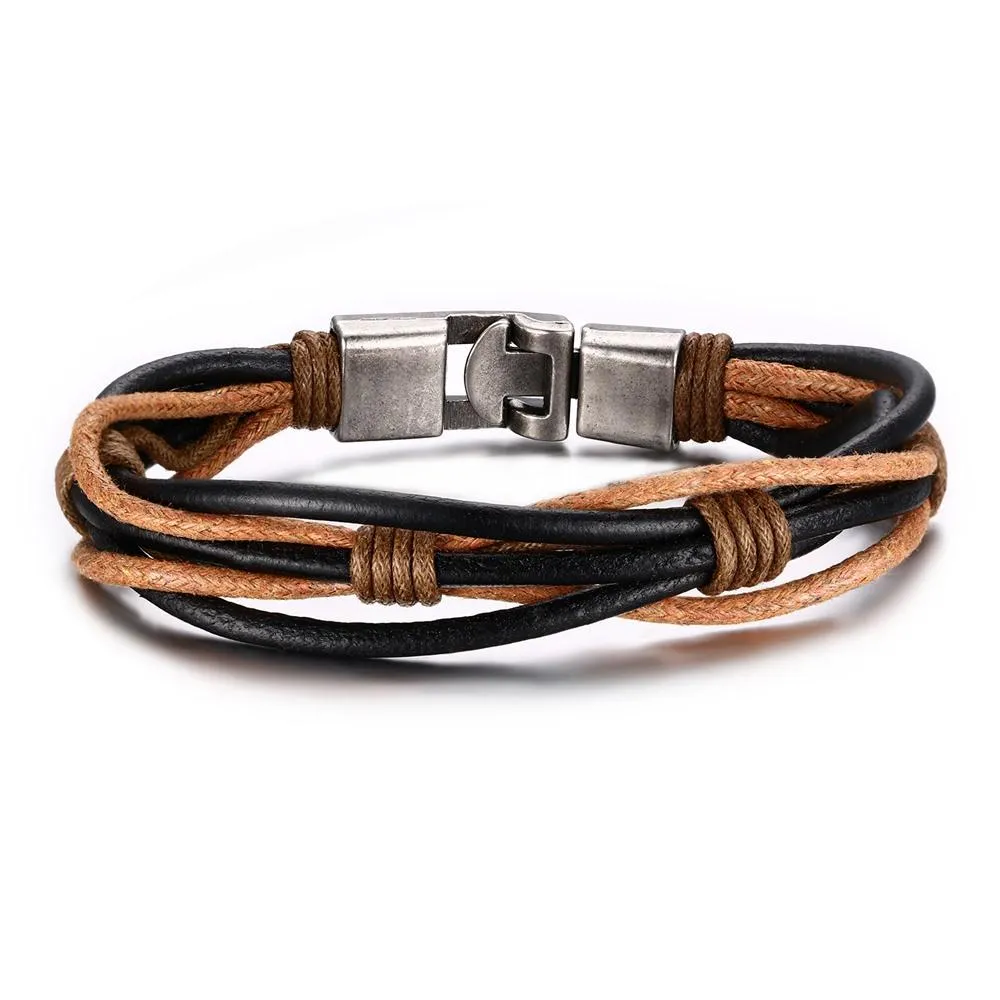 Pristine Intellect Braided Genuine Leather Bracelet