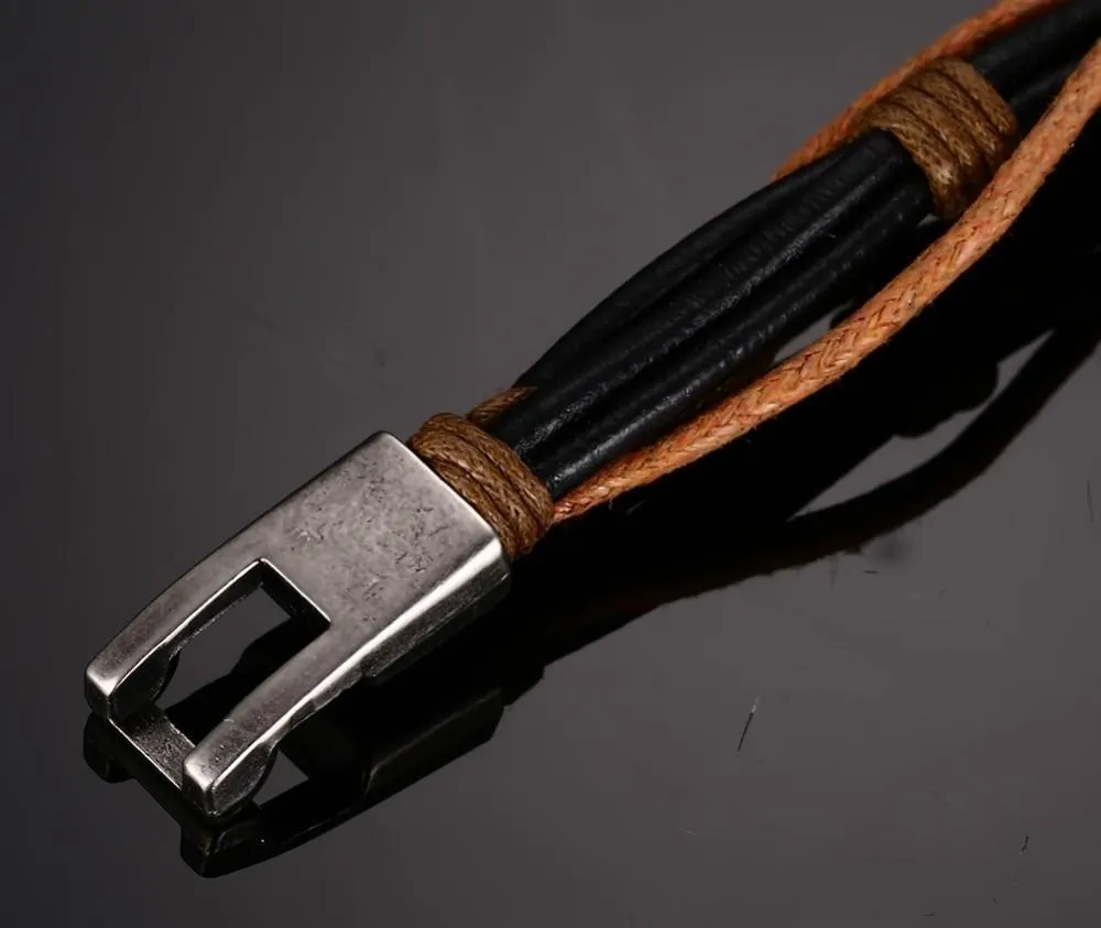 Pristine Intellect Braided Genuine Leather Bracelet