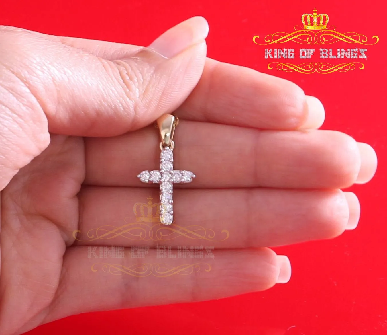 Promising Fancy Yellow Sterling Silver Cross Pendant with 1.21ct Cubic Zirconia