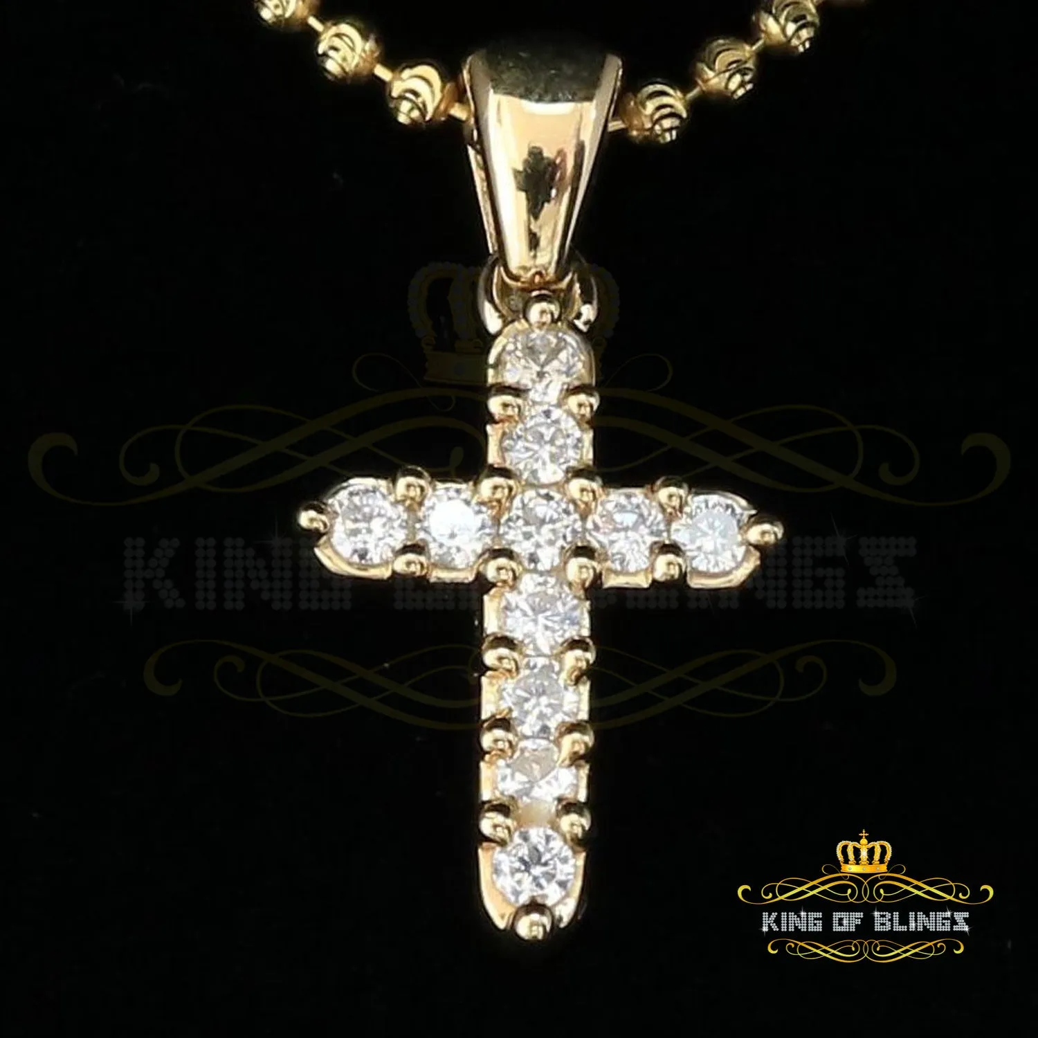 Promising Fancy Yellow Sterling Silver Cross Pendant with 1.21ct Cubic Zirconia