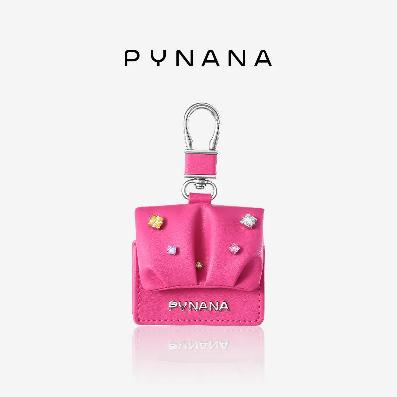 PYNANA Sugar Cube Shiny Zircon Pleated Leather Apple AirPods Charging Case Cover