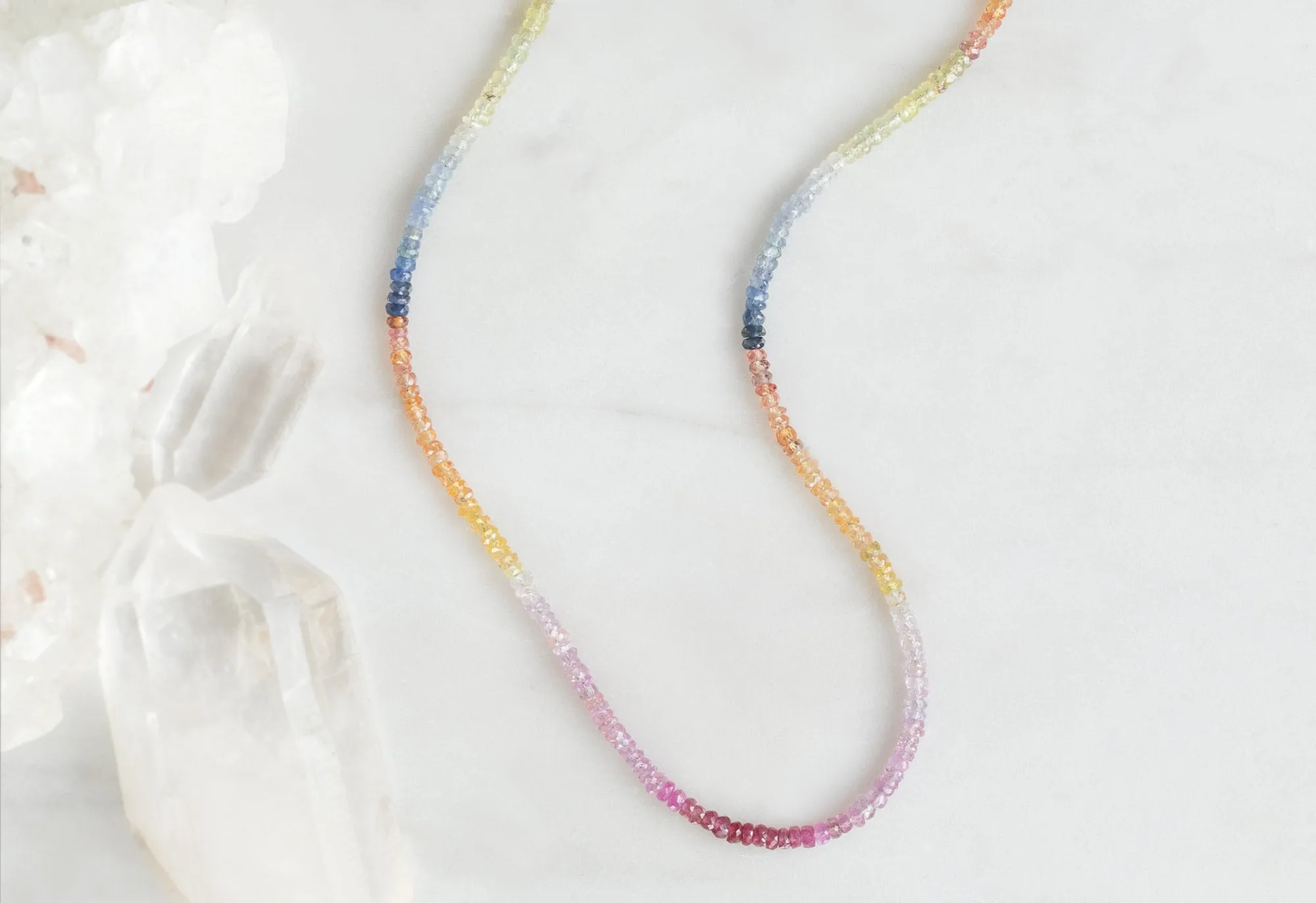 Rainbow Sapphire Beaded Necklace