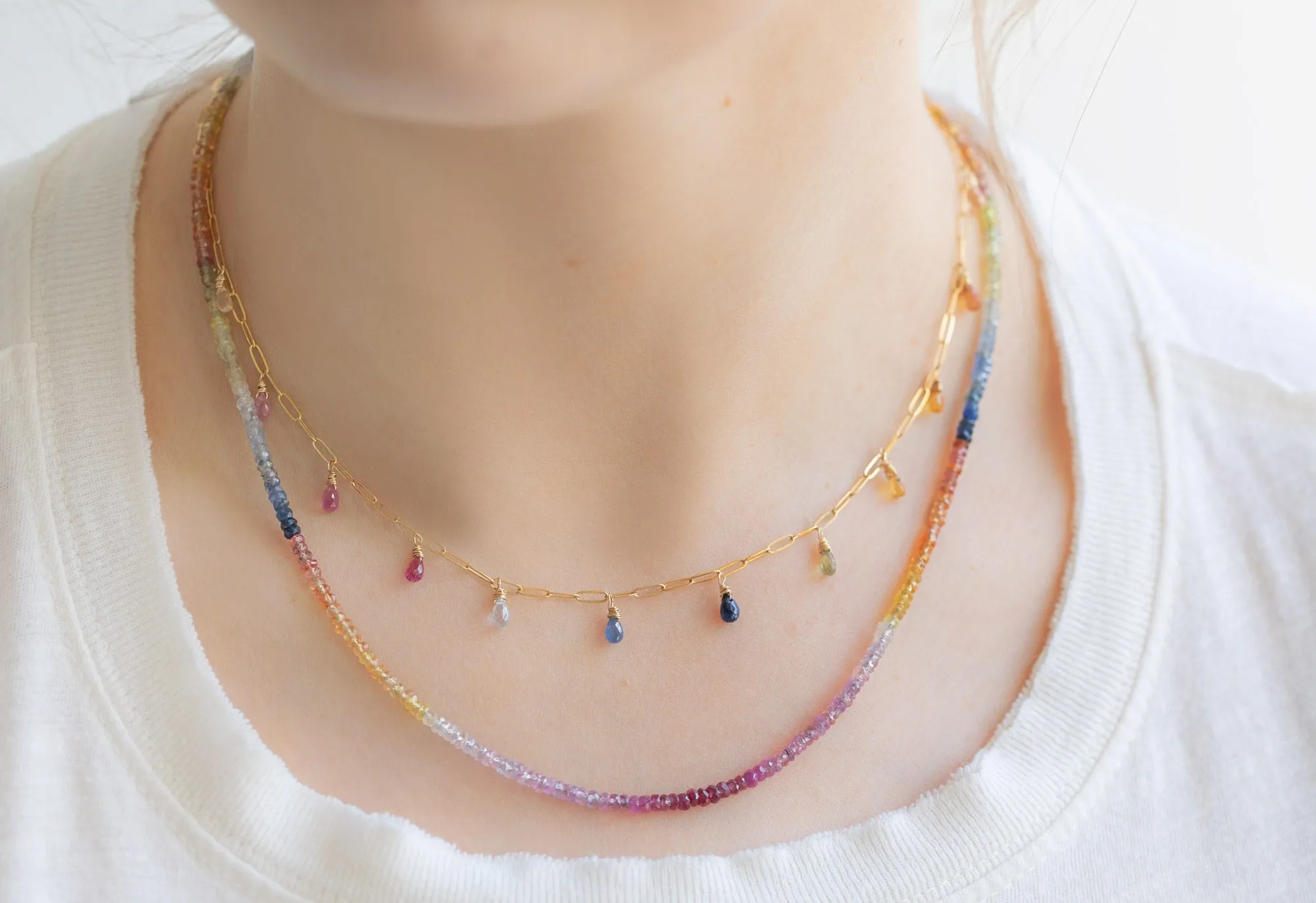 Rainbow Sapphire Beaded Necklace