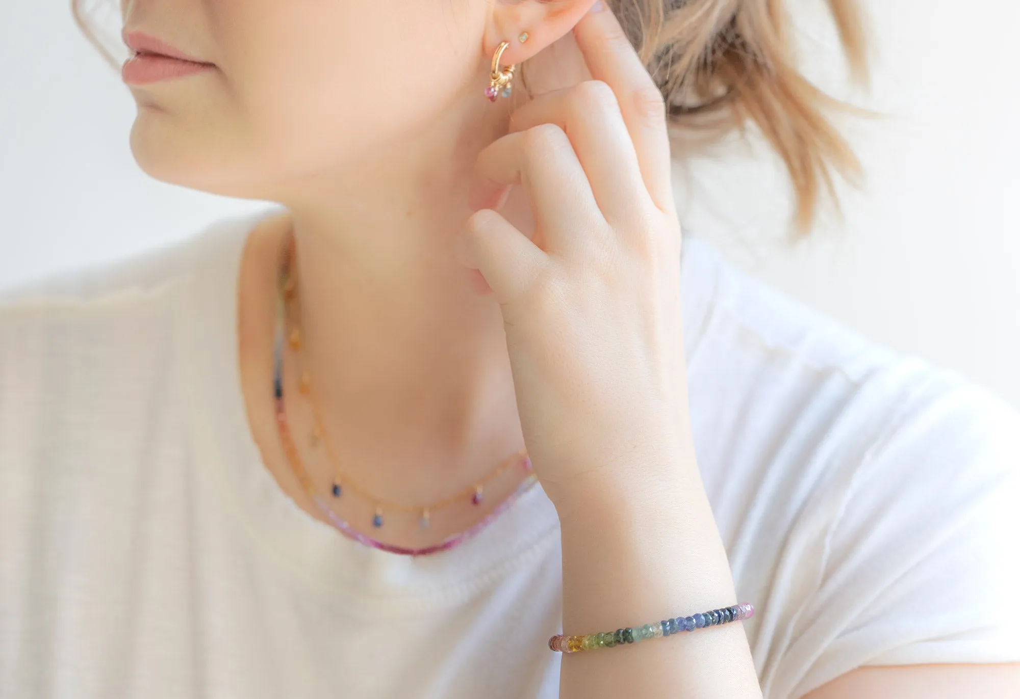 Rainbow Sapphire Beaded Necklace