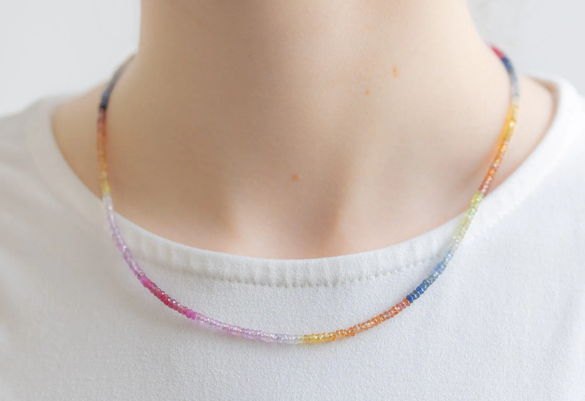 Rainbow Sapphire Beaded Necklace