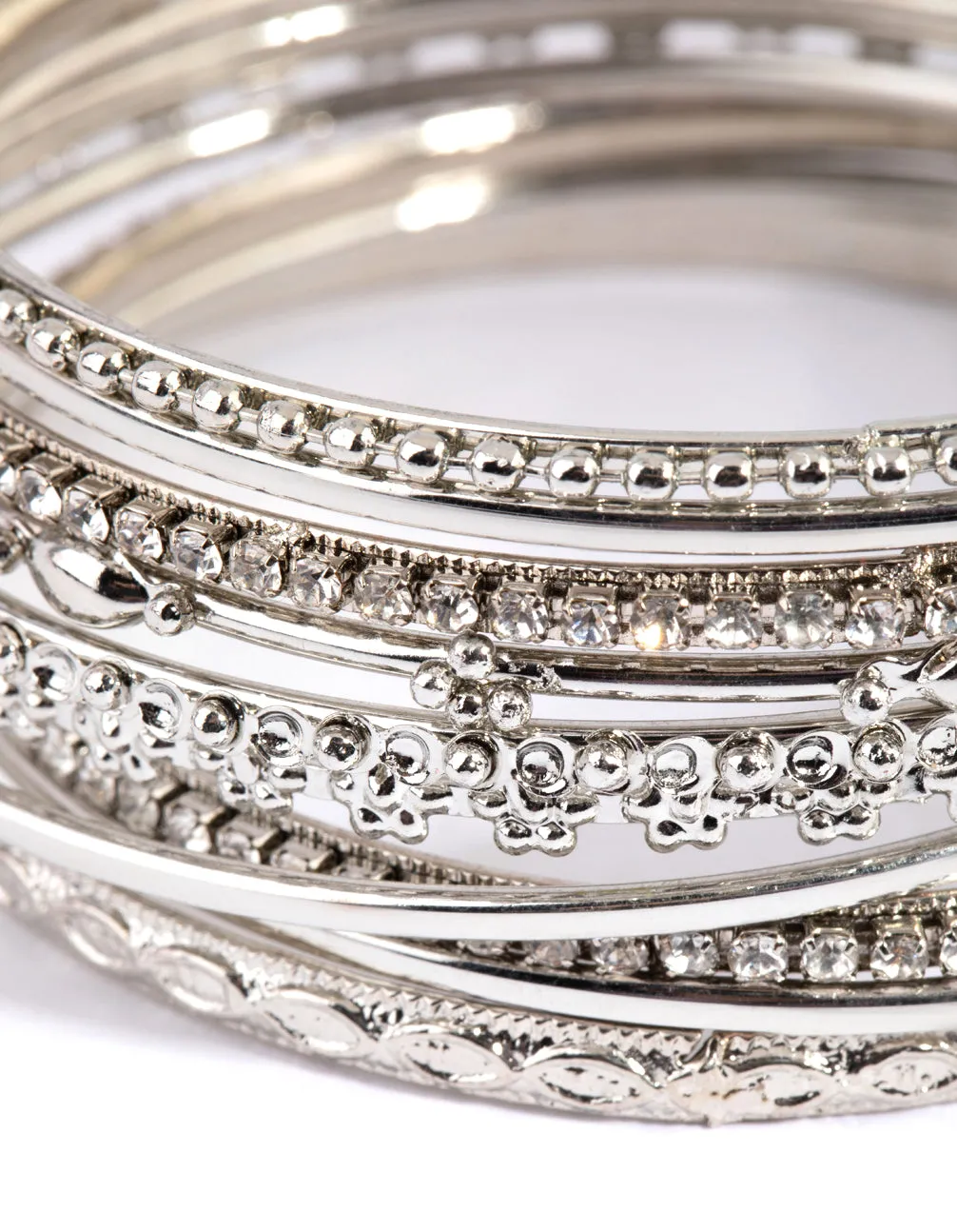 Rhodium Statement Bangle Pack