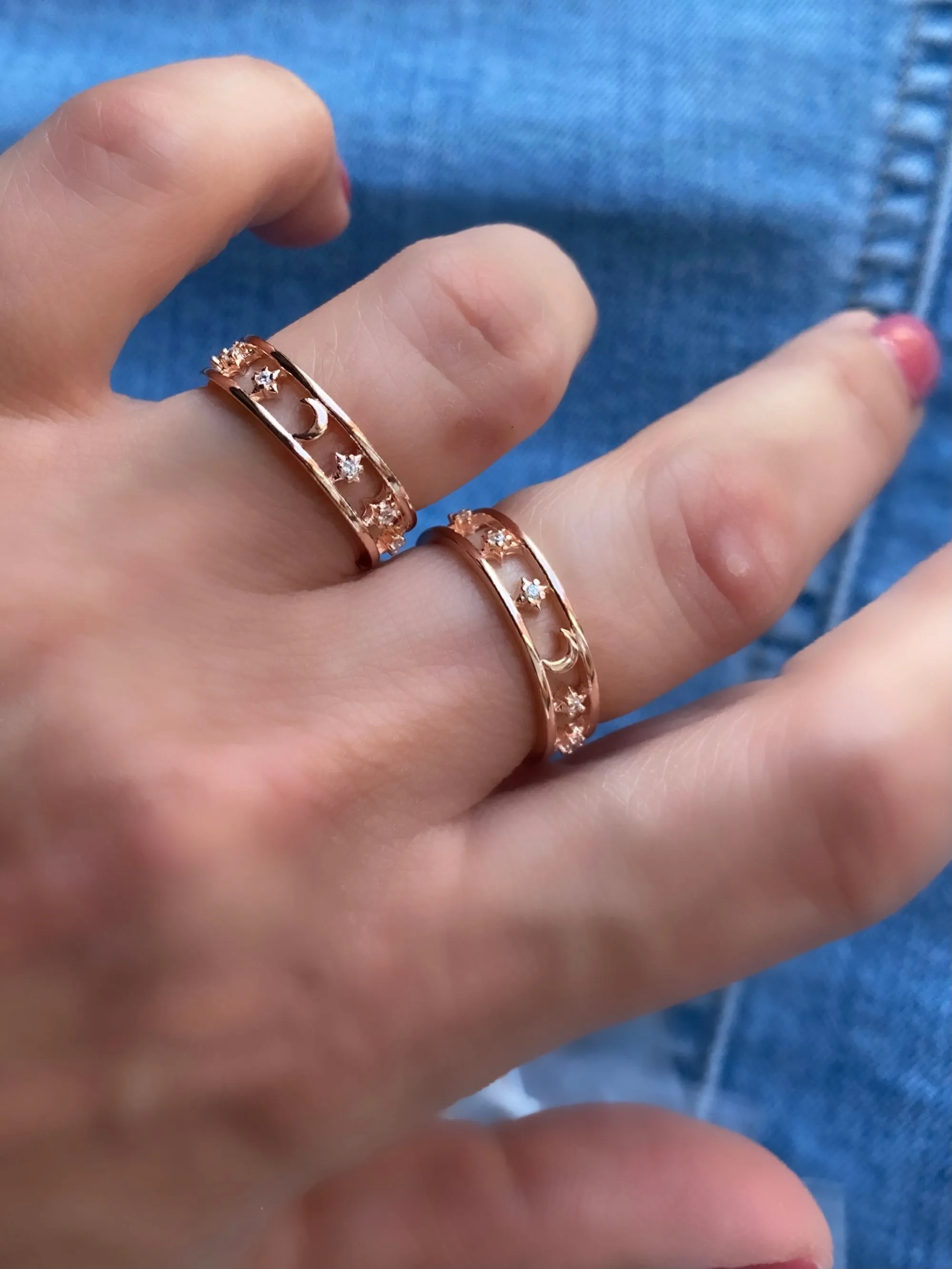 Ring with moon and stars