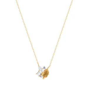 RION x Buddha Jewelry Guerdon Gold Necklace - Rutilated Quartz   White Sapphire