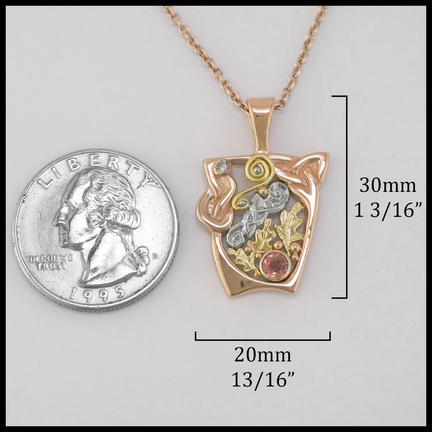 Rose Gold & Yellow Orange Sapphire Pendant