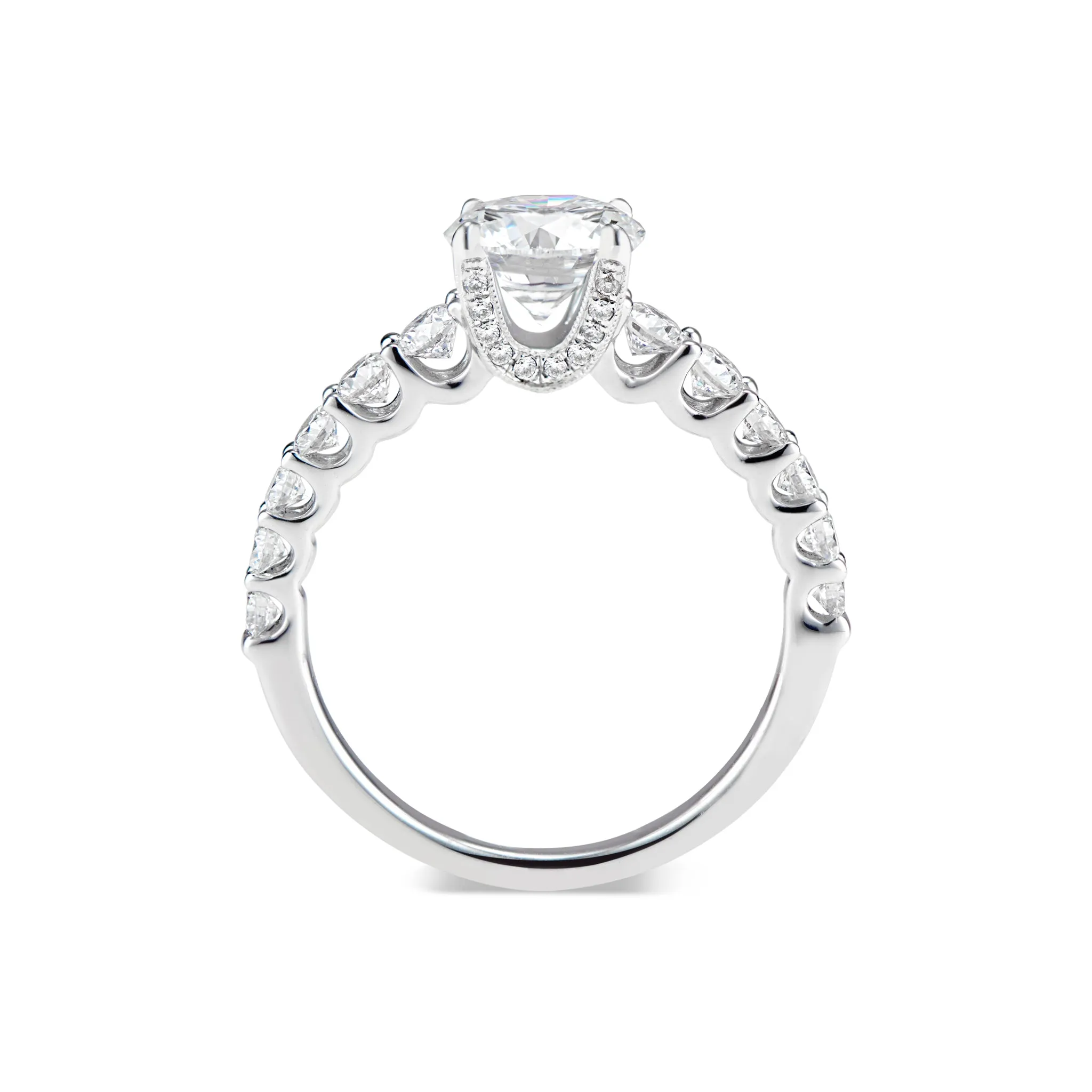 Round Diamond Engagement Ring with Diamond Shank