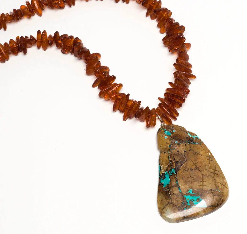 Royston Turquoise Grandmother Fetish Pendant Necklace