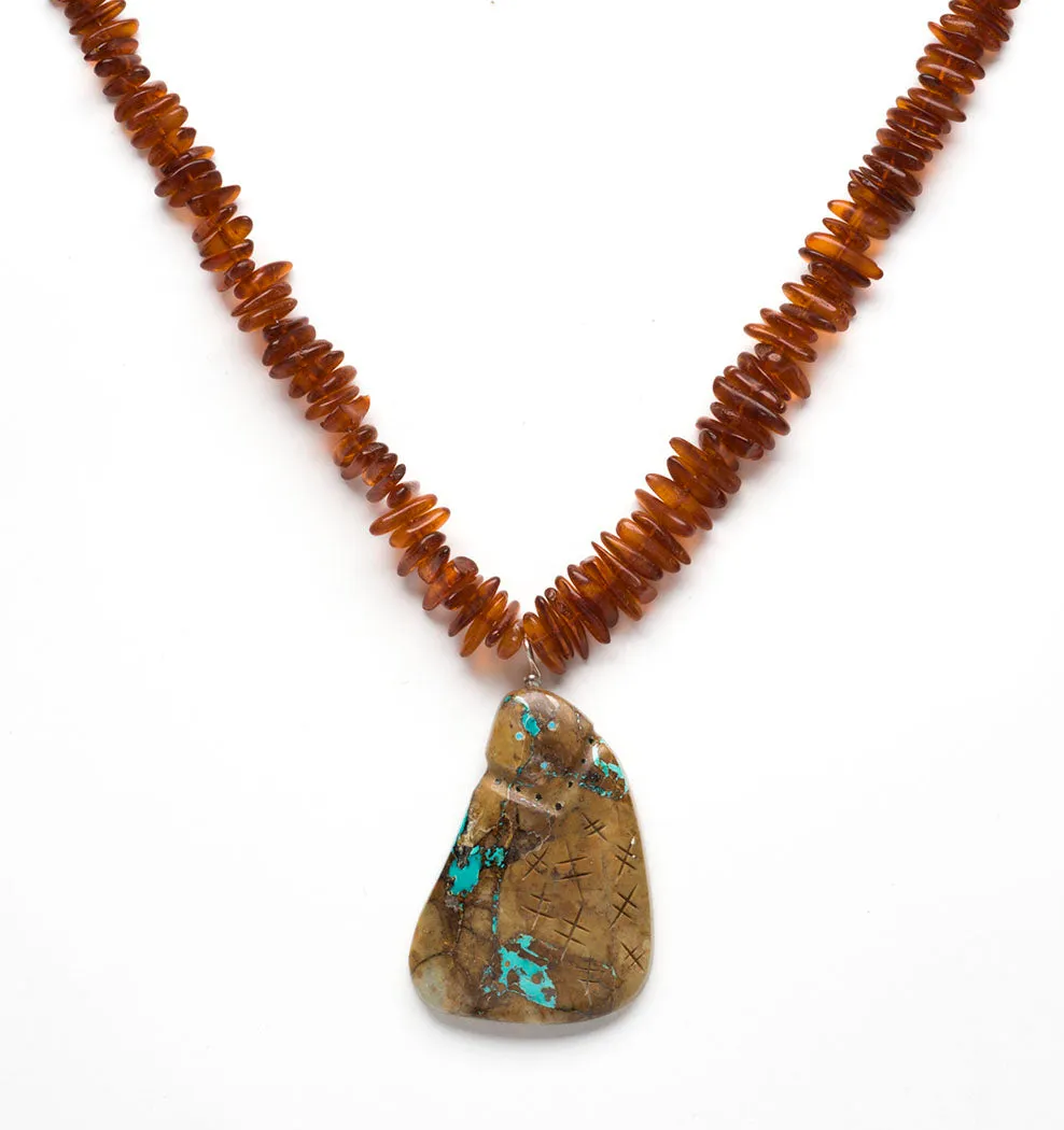 Royston Turquoise Grandmother Fetish Pendant Necklace