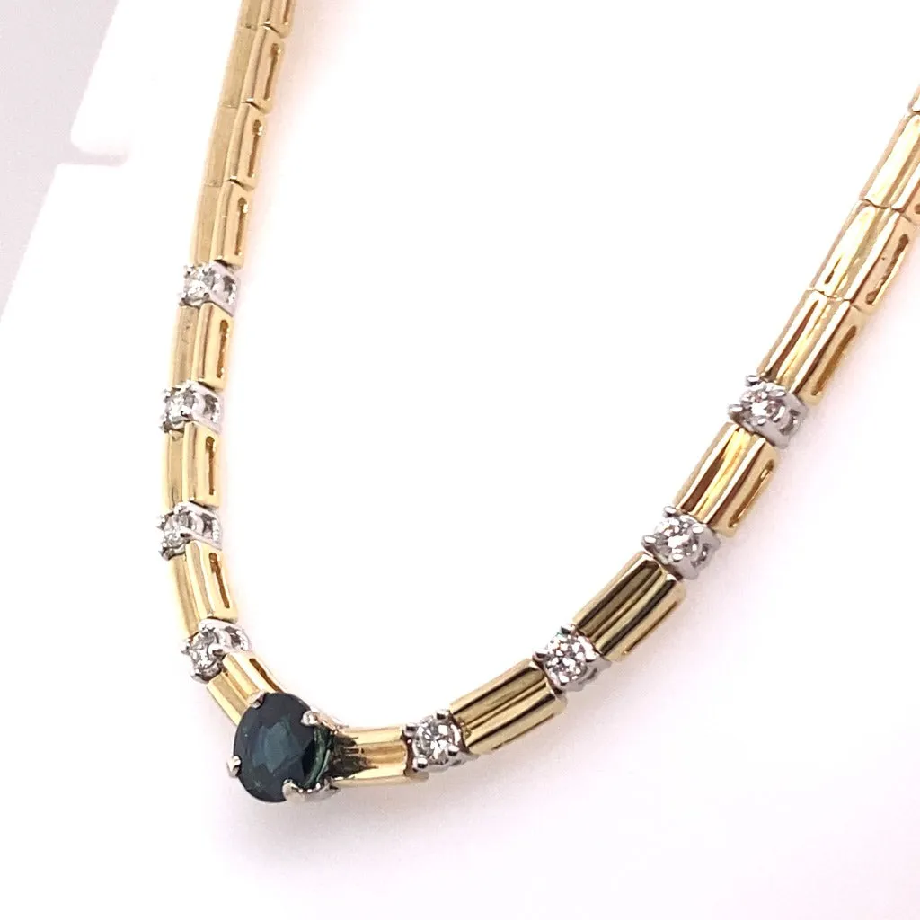 Sapphire and Diamond Necklace 14kt yellow gold