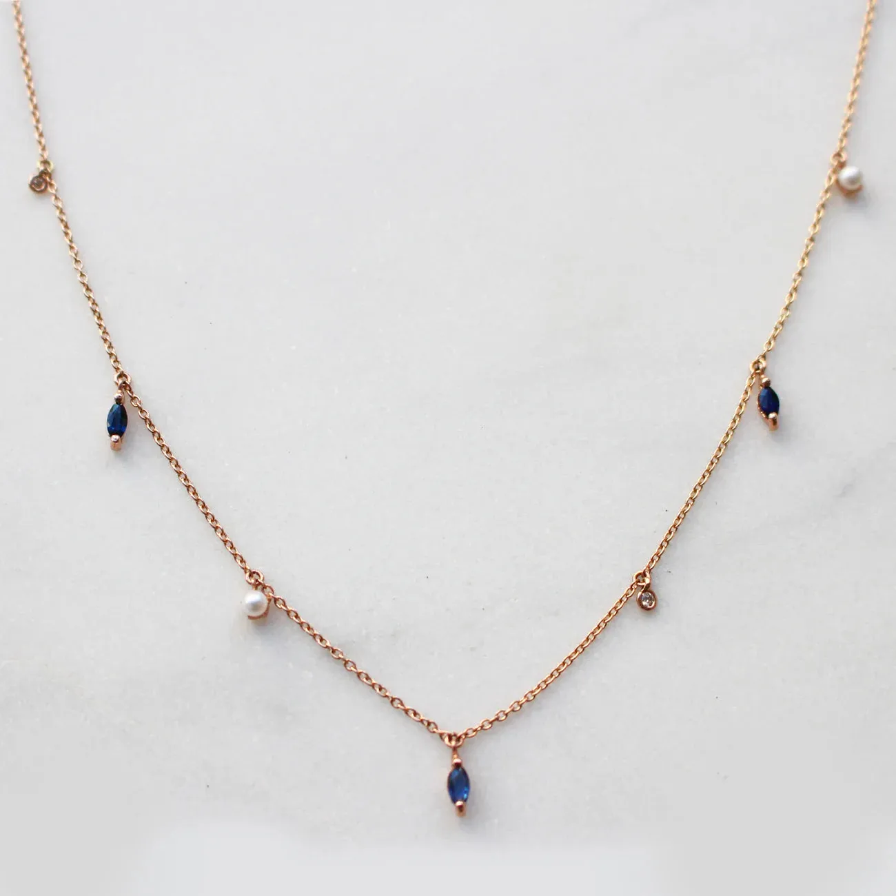 Sapphire Marquise Drop Necklace