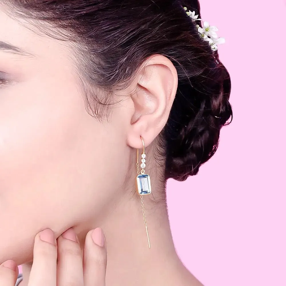 SILVER 92.5 BLUE TOPAZ SUI DHAGA EARRING